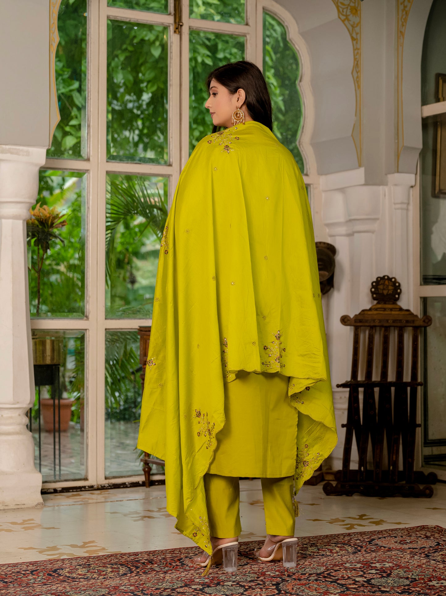 Marina Silk Musturd Yellow Elegant Straight Kurti Pant Dupatta Set