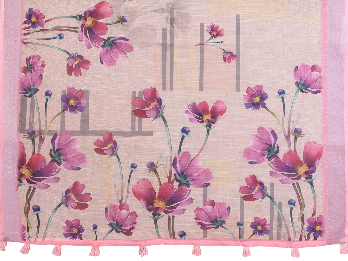 Elegant Linen Cotton Saree with Blooming Floral Design