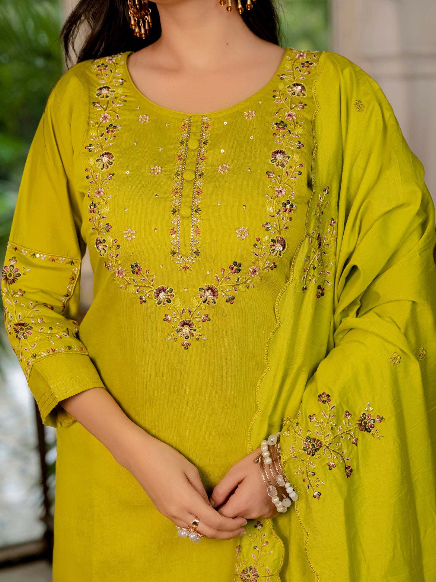 Marina Silk Musturd Yellow Elegant Straight Kurti Pant Dupatta Set