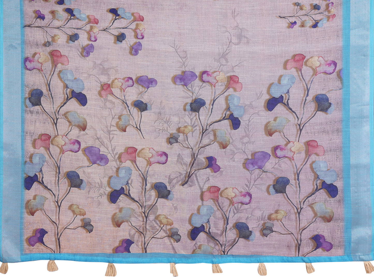 Elegant Linen Cotton Saree with Floral Print