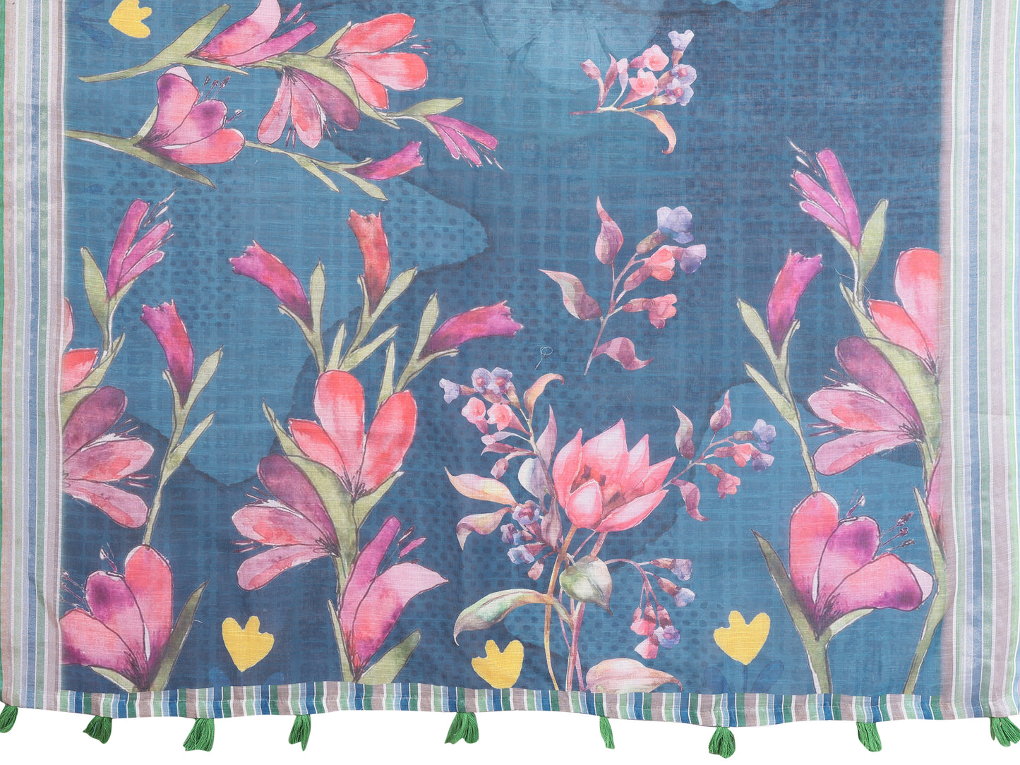 Elegant Linen Cotton Saree with Vibrant Floral Print